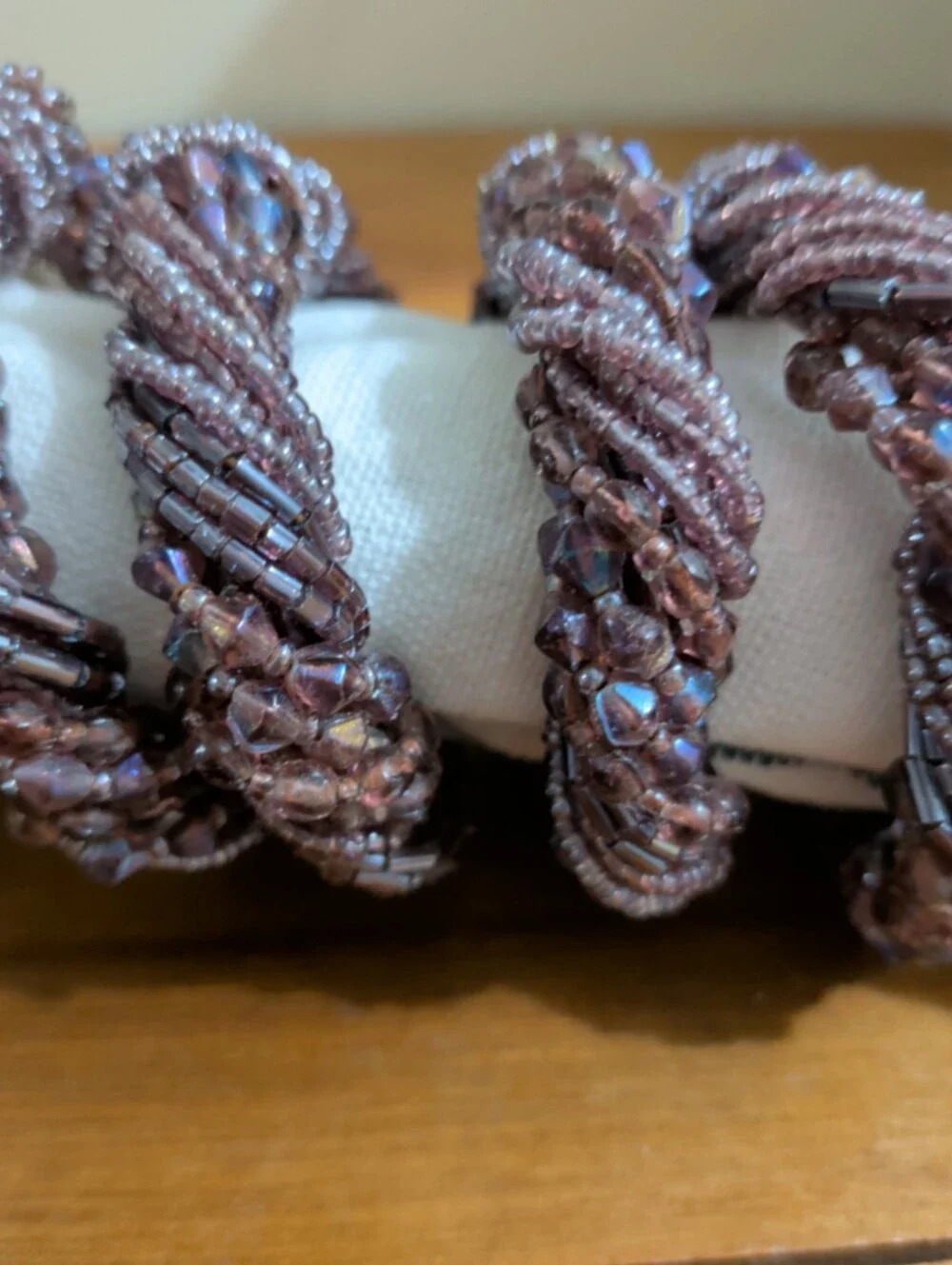 Glass Beaded Napkin Rings Set of 4